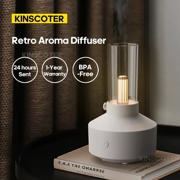 KINSCOTER Ретро аромадиффузор Эфирное масло Светодиодная лампа накаливания Ночник Увлажнитель воздуха Работает 5-8 часов для дома Подарок в спальню