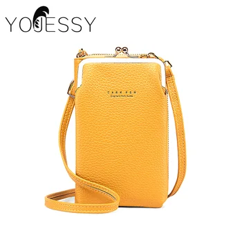 YOJESSY Желтая женская сумка, карман для мобильного телефона, женские сумки через плечо из искусственной кожи, кошелек, женская сумка-мессенджер
