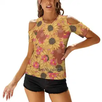 Женская повседневная сексуальная футболка Sunflower Dream, футболки со шнуровкой на одно плечо, элегантные топы для пляжных вечеринок, Шифумарт с цветочным рисунком