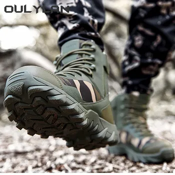 Уличные высокие тактические ботинки Мужские альпинистские военные походные ботинки Мужские пустынные ботильоны большого размера Походная тренировочная обувь