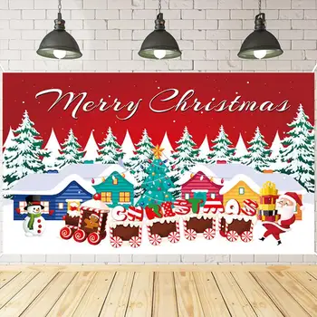 Рождественский подвесной флаг, Праздничный фон с Санта-Клаусом, снеговиком и Лосем для декора домашней вечеринки, Многоразовые рождественские украшения Noel