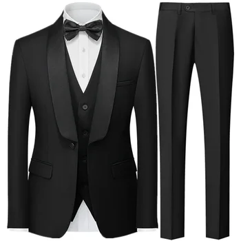Мужской приталенный костюм в британском стиле, комплект из 3 предметов, куртка, жилет, брюки/Мужской деловой джентльмен, высококачественная одежда на заказ, Блейзеры, пальто M-5XL