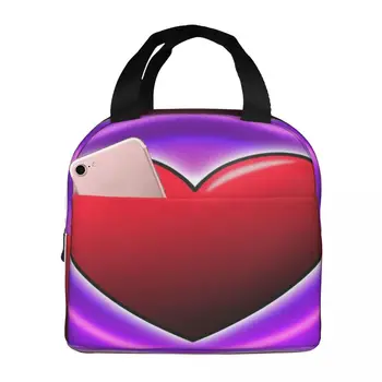 Красно-фиолетовая сумка для ланча в виде сердца на День Святого Валентина, Ланч-бокс, детский ланч-бокс с термообработкой