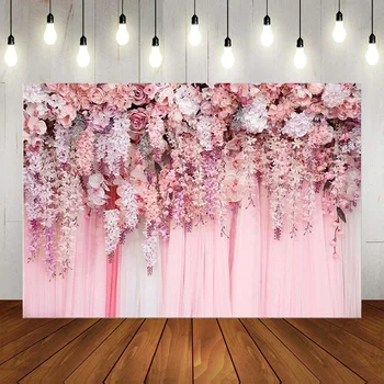 Фотография на розовом фоне Фотообои Украшение дня рождения Девушки Фон Баннер Вечеринка, цветы розы, цветы красного цвета на заказ