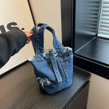 Новые джинсовые сумки для рук для женщин, джинсовая сумка, джинсовая сумка, Женская повседневная сумочка, дорожная маленькая сумка-тоут