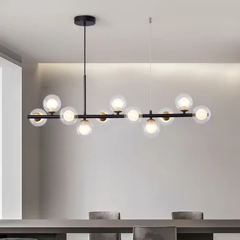 Современная светодиодная люстра для столовой кухни спальни Скандинавские светодиодные подвесные светильники Стеклянный шар Потолочный подвесной светильник