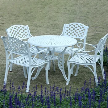 Литье алюминия идеального качества, открытый сад, патио, набор из четырех стульев и стола