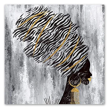 100% Ручная роспись, абстрактный портрет африканской женщины, картина маслом, современная настенная картина для спальни, холст, художественное произведение искусства