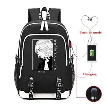 Японский аниме-рюкзак Cool Tokyo Revengers Манджиро Сано, мужской модный USB-рюкзак, повседневные школьные рюкзаки для подростков и студентов