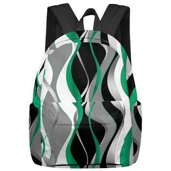 Однотонные абстрактные линии, градиентные Изумрудно-зеленые рюкзаки, Изготовленные на заказ Студенческие школьные сумки, Рюкзак для ноутбука, Мужские Женские дорожные сумки Mochila