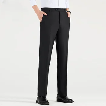 Новое поступление 2023 года, брюки для делового костюма, мужские повседневные прямые однотонные повседневные Корейские свободные брюки, Официальные брюки A26