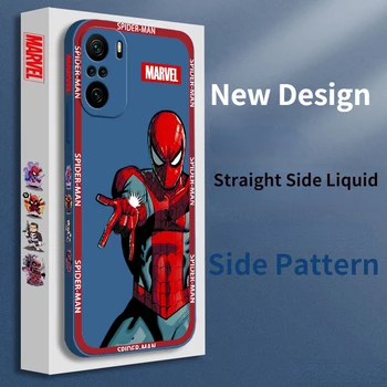 Художественный Чехол Marvel Hero SpiderMan Для Xiaomi Redmi Note 12 12Pro 11 11S 11T 10S 10 Pro Plus 5G С Жидкой Левой Веревкой Чехол Для Телефона
