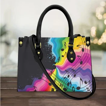 Музыкальные ноты, роскошный дизайн, Элегантная сумочка, женская модная уличная сумка для покупок, сумка-мессенджер из искусственной кожи, винтажные маленькие сумки
