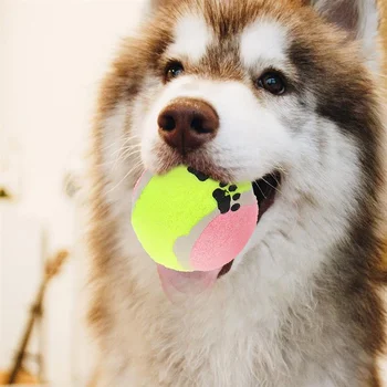 Мини-микроэластичный теннисный мяч для дрессировки собак, милый отпечаток ноги, Щенок, кошка, безопасные для жевания шарики, Мягкие игрушки для прорезывания зубов у маленьких домашних животных