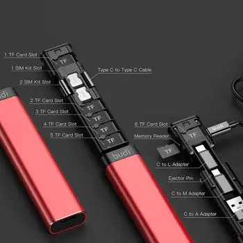 BUDI 9 В 1 Многофункциональная Коробка USB 3,0 Для Передачи Данных 65 Вт Кабель Для Быстрой Зарядки SD TF Карта Коробка Для Хранения iPhone Samsung