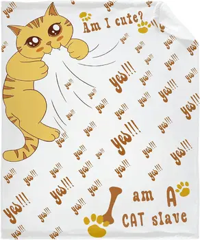 Одеяло I Am A Cat Slave Супер Мягкое шелковистое фланелевое флисовое одеяло для кошек премиум-класса, легкое и теплое покрывало на весь сезон