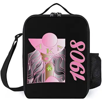 Ланч-бокс Портативная изолированная сумка для ланча с регулируемым плечевым ремнем и боковым карманом Прочная школьная сумка для ланча многоразового использования