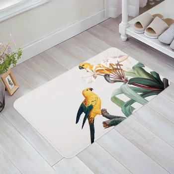 Ретро цветок Птица Попугай Украшение домашнего коврика Фланелевый мягкий ковер для гостиной Кухонные коврики для балкона Коврик для пола в спальне