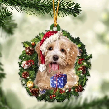 Рождественский венок, Подвесные украшения, Подвески, Акриловый самолет, домашняя собака Для сумки, украшения для автомобиля, Праздничные принадлежности для вечеринок