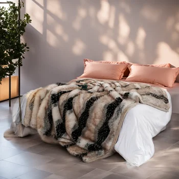 Роскошное одеяло из искусственного меха A3, высококачественный плед на диван, покрывало из лисьего меха, пушистые одеяла для украшения кровати, домашнее покрывало