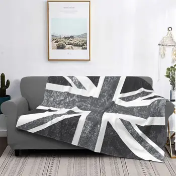 Union Винтажные одеяла с флагом Соединенного Королевства в оттенках серого, Фланелевый принт, Великобритания, Многофункциональные мягкие одеяла для кровати, покрывало для автомобиля