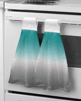 Голубое, бирюзово-серое Градиентное пользовательское полотенце для рук, Впитывающие подвесные полотенца, салфетки для мытья посуды на домашней кухне, салфетки для ванной комнаты, салфетки для ванны