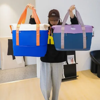 Водонепроницаемая дорожная сумка большой емкости, соответствующая цвету Походная сумка для фитнеса, дорожная сумка для беременных, расширяющаяся и складывающаяся унисекс