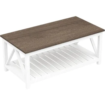 Деревенский винтажный стол для гостиной с полкой, круглый деревянный журнальный столик, 40 белых центральных столов для мебели в комнатах, Торцевые столы