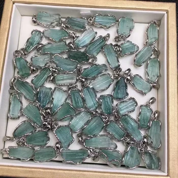 Высококачественный Натуральный синий кристалл турмалина, целебный кулон из необработанного драгоценного камня с серебром 925 пробы для ювелирного подарка