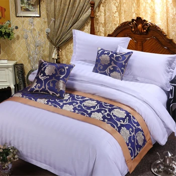 Цветок Голубого пиона RAYUAN, Двухслойный Шелковый Шарф-бегунок для кровати, Покрывало для дома, Отеля, Свадебное Постельное белье, полотенце для кровати в спальне, 3 Размера