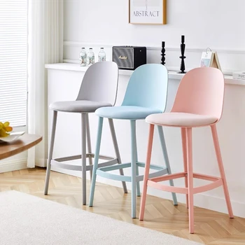 Скандинавский минималистичный барный стул с пластиковой высокой спинкой Барный стул для макияжа Барный стул для туалетных столиков Cadeira Ergonomica Мебель для гостиной
