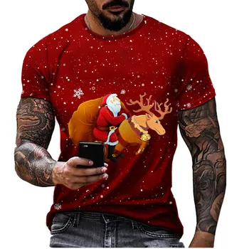 Мужская Рождественская футболка с принтом Санта-Клауса, футболки для фитнеса с круглым вырезом и коротким рукавом, летняя мода, хип-хоп, спортивная футболка для бега трусцой, мужская футболка