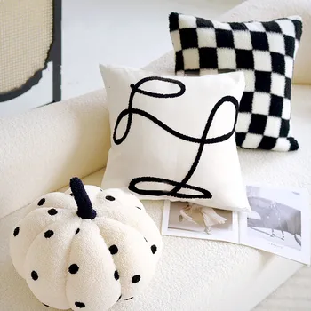 Скандинавская черно-белая наволочка 45x45 см, чехол для дивана в гостиной, простая современная подушка для спальни, офиса, украшение для дома