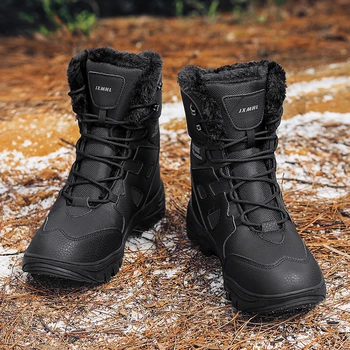 Зимние мужские ботинки для пеших прогулок по щиколотку, повседневная обувь с высоким берцем, круглый носок, толстая подошва, водонепроницаемые уличные зимние ботинки, модные универсальные
