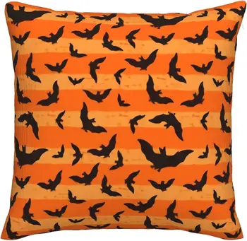 Наволочки для Хэллоуина в оранжевую полоску, наволочки с летающими летучими мышами, декоративные наволочки для дивана, кресла в спальне, автомобиля
