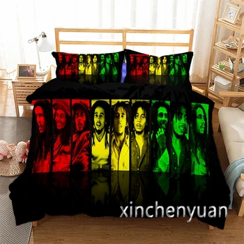 Комплект постельного белья с 3D-принтом Bob Marley, пододеяльники, наволочки, одеяло, комплект постельного белья, текстиль для дома Queen King N08