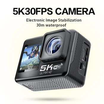 CERASTES Action Camera 5K 4K60FPS WiFi Anti-shake Двойной Экран 170 ° Широкоугольный 30-метровый Водонепроницаемый Спортивный Фотоаппарат с Дистанционным Управлением