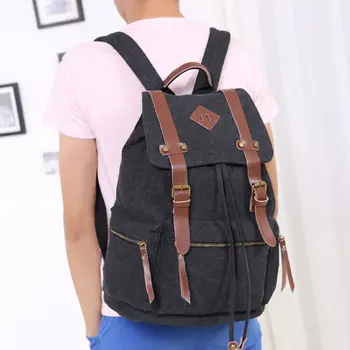 Винтажный холщовый рюкзак, мужской студенческий рюкзак для школьных путешествий, пеших прогулок
