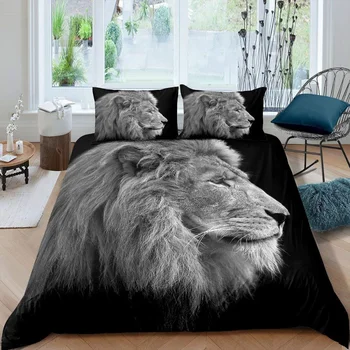 Комплект постельного белья Black Lion с 3D принтом животных, пододеяльник с наволочкой, декор детской спальни, Пододеяльник, домашний текстиль