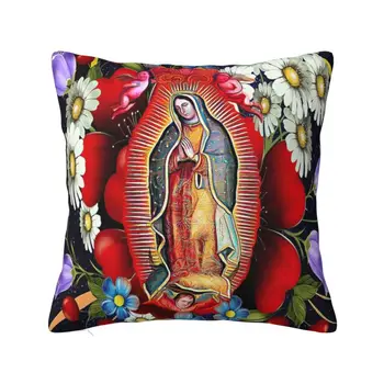 Богоматерь Гваделупская Чехол для подушки Мексиканская Дева Мария Мексика Цветы Наволочка для дивана Наволочка для дома Декоративная