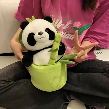Детская плюшевая кукла панда из бамбуковой трубки, удобная подушка с плюшевым наполнителем для детей, мальчиков и девочек