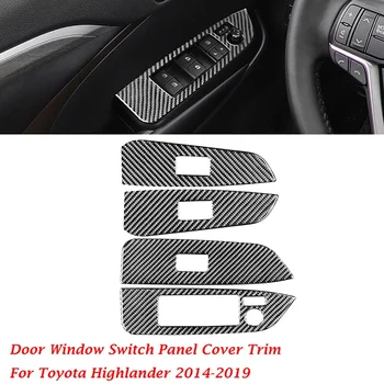 Наклейки для отделки панели переключателя окна автомобиля, 4шт., Аксессуары для интерьера Toyota Highlander 2014 2015 2016 2017 2018 2019