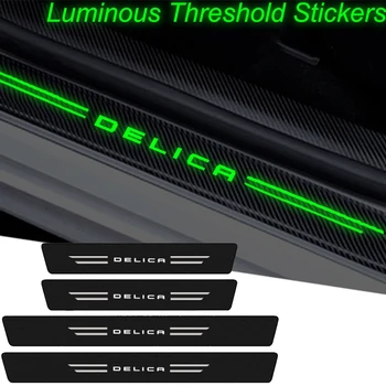 Светящиеся наклейки для автомобилей Наклейки на порог багажника Защитная пленка от царапин Защита бампера Педаль для эмблемы Mitsubishi Delica