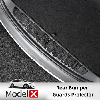 Для Tesla Modex X 2023 Защита заднего бампера от царапин, защитные накладки на пороги заднего багажника из нержавеющей стали, защитные полосы