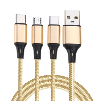 E56B Мультизарядный кабель USB C Кабель-разветвитель 3 в 1 Шнур быстрой зарядки с разъемом microUSB 2 типа C 1 для телефонов и планшетов