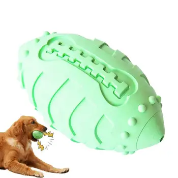 Игрушки для жевания собак, резиновый скрипучий мяч в форме регби, прочный, прочный, легко моющийся Интерактивный мяч для жевания собак для средних и крупных собак