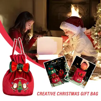 Креативный Рождественский Подарочный Пакет Christmas Candy Apple Velvet Bag Карман для Упаковки Подарков в Канун Рождества для Детей Navidad New Year 2 Z4X4