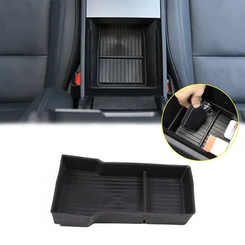 Для Tesla Модель 3 2023-2024 TPE черный автомобильный стайлинг центральное управление автомобиля подлокотник коробка нижний ящик для хранения аксессуары для интерьера автомобиля