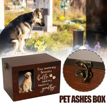 Урна для домашних животных Деревянная Коробка для хранения домашних собак и кошек Коробка для хранения фотографий Шкатулка для домашних животных Мемориал похороны D3V2