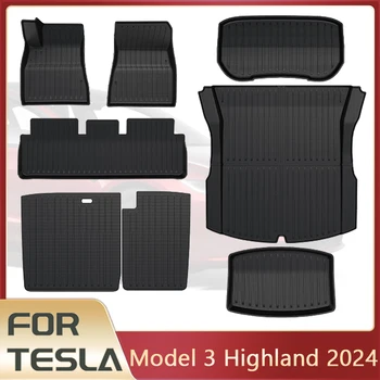 Для Tesla Модель 3 2024 Highland Напольные Коврики Грузовой Лайнер Водонепроницаемый Противоскользящий Коврик Для Багажника TPE Колодки Модель 3 2024 Highland Аксессуары